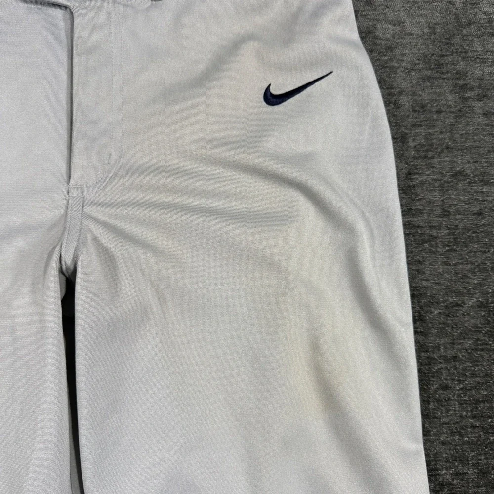 Nike Team Engineered Baseball Pants Gray Navy Blue Piping Mens Size Small